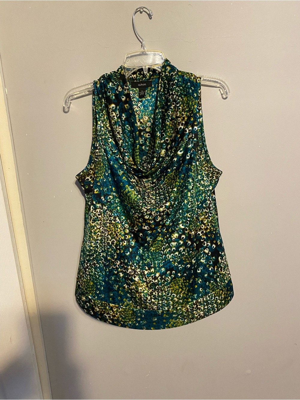 Alfani Teal and Green Sleeveless Cowl Neck Camisole